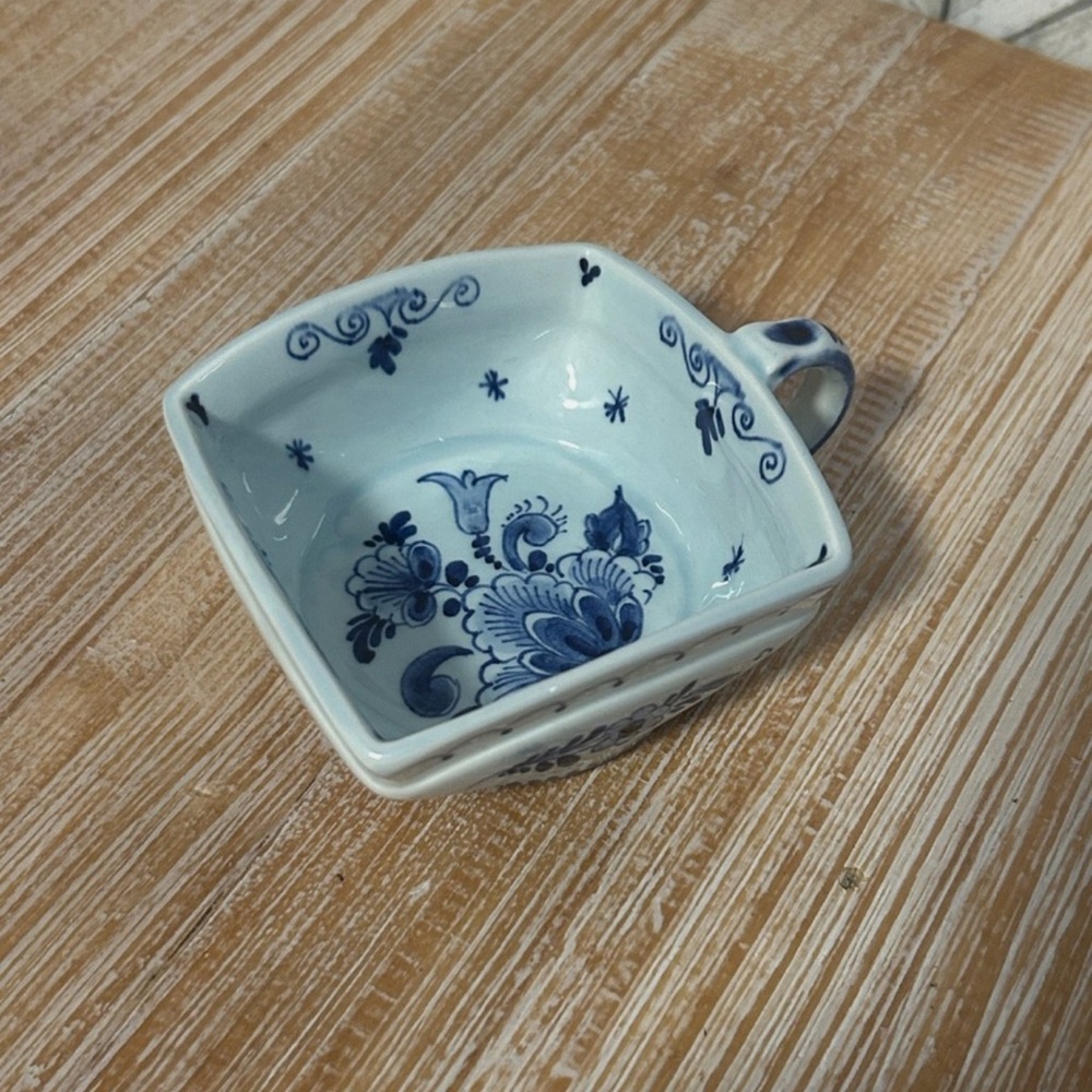 Vintage Schoonhoven Holland Delft Blue Square Dish